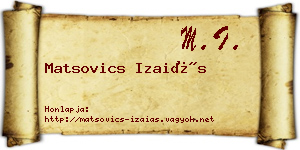 Matsovics Izaiás névjegykártya